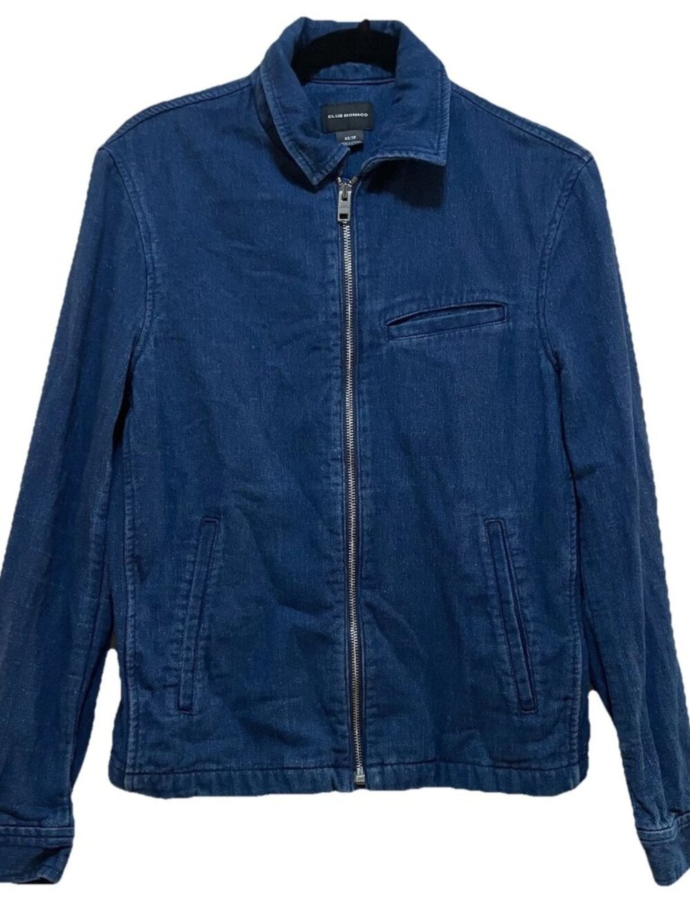 CLUB MONACO Blue Full-Zip Short Long Sleeve Denim Trucker Jacket Sz XS